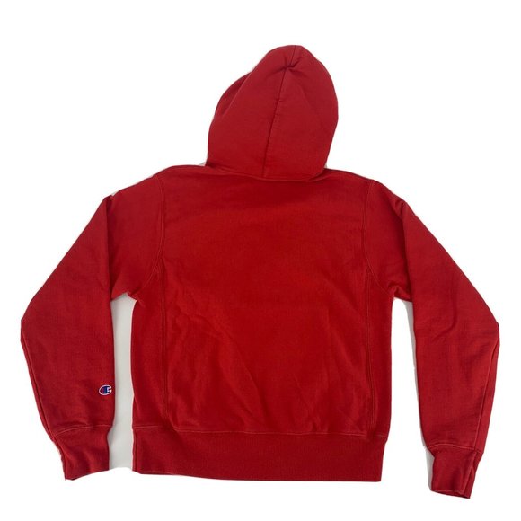 Champion Reverse Weave Long Sleeve Hoodie Sweatshirt Red Small Embroidered - Picture 5 of 5